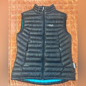 Rab Microlight Vest Womens Small Black Insulated Packable Light Quilt Puffer